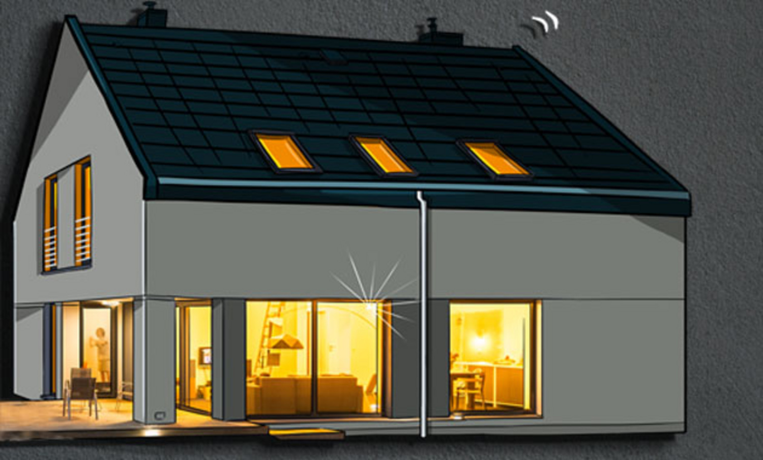 Hell erleuchtetes Haus